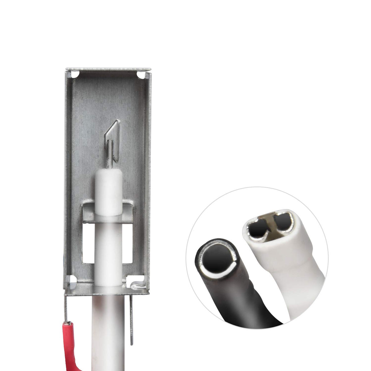 GasSaf ignition chamber with wires ensures reliable sparking during grilling.
