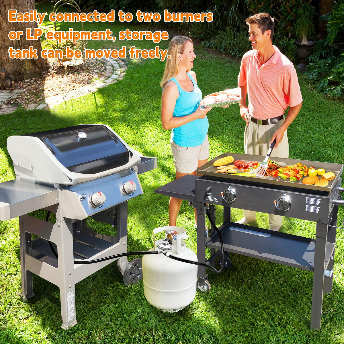GasSaf outdoor dual-appliance setup for camping and tailgating
