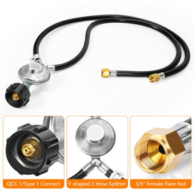 GasSaf QCC1-compatible regulator demonstrates easy hookup to standard propane tanks.