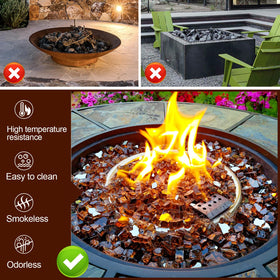 GasSaf tempered amber fire glass drops ensure consistent color.
