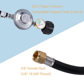 GasSaf Type-1 QCC1 connection fits many LP grills securely.