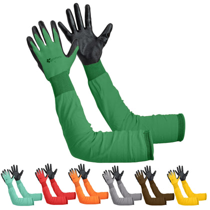 Gastody long garden gloves protect hands and forearms during yard work.
