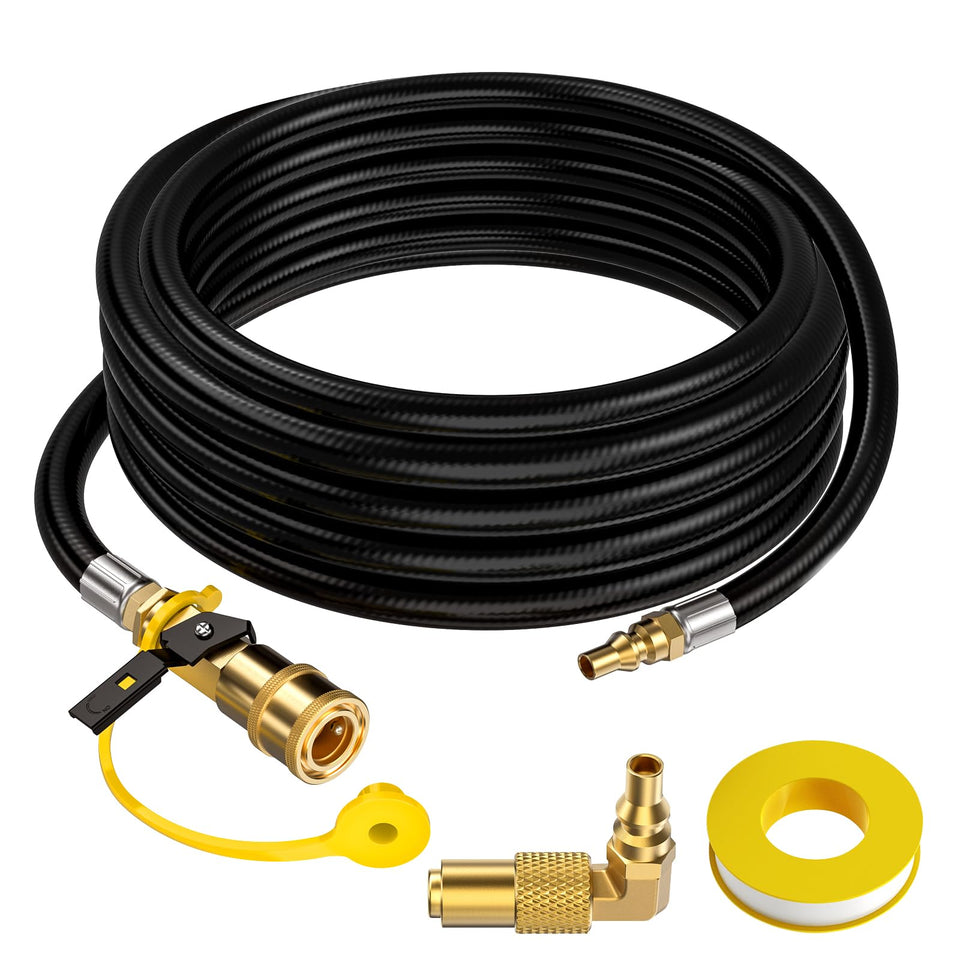 GasXpert 20ft RV quick connect hose extends reach for outdoor grilling