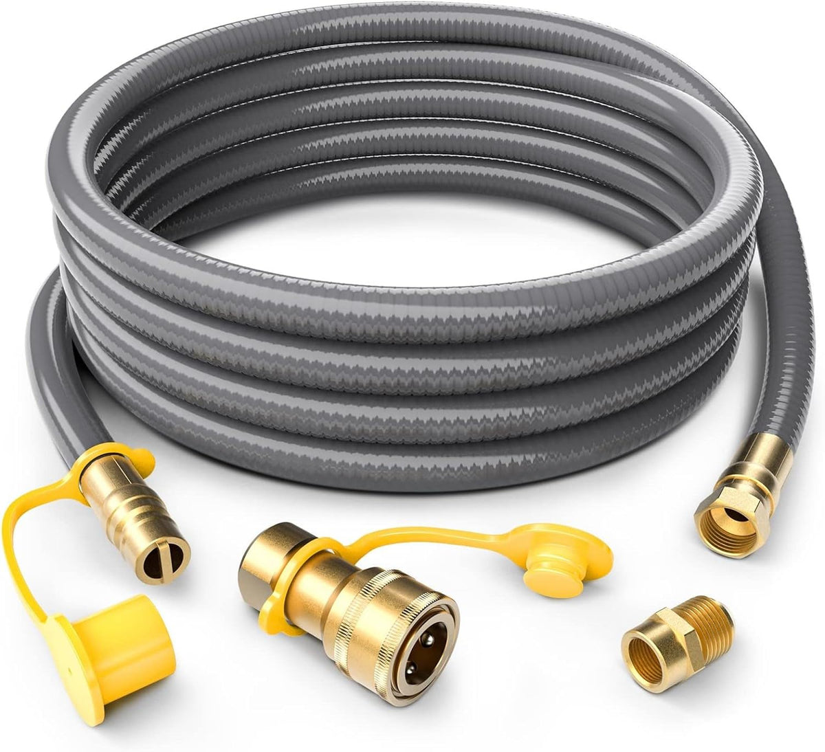 GasXpert 24ft natural gas hose with quick connect fittings for easy outdoor hookup
