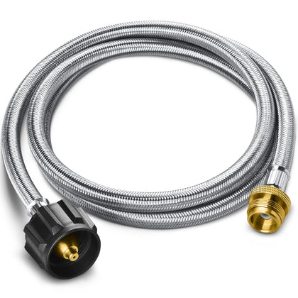 GasXpert 5ft propane hose adapter connects 1lb to 20lb tanks for portable grills