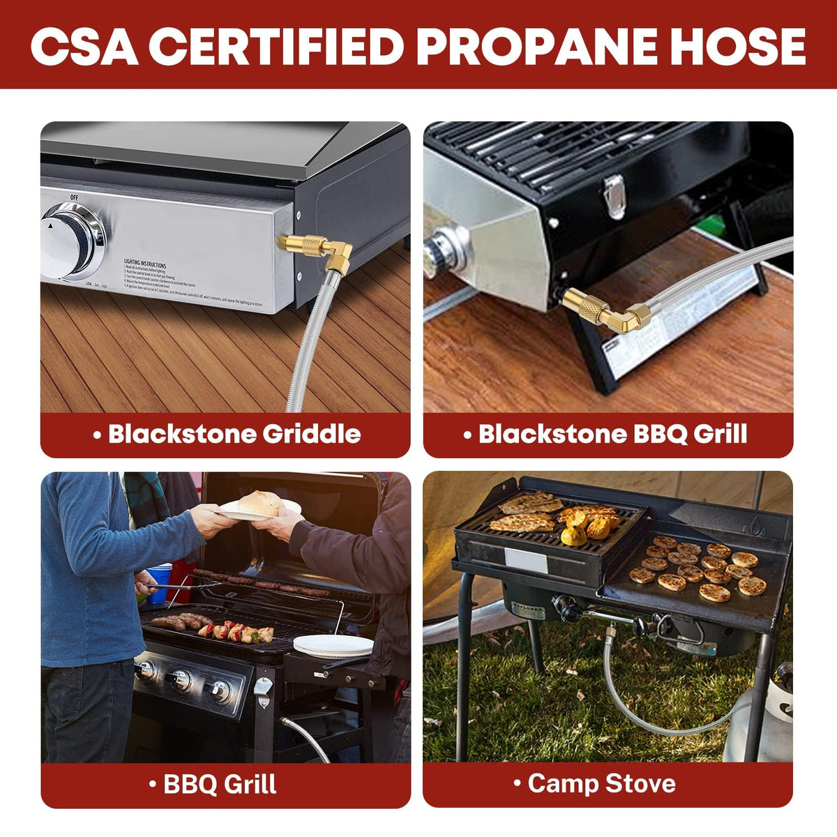 GasXpert hose fits Blackstone tabletop griddles for convenient cooking
