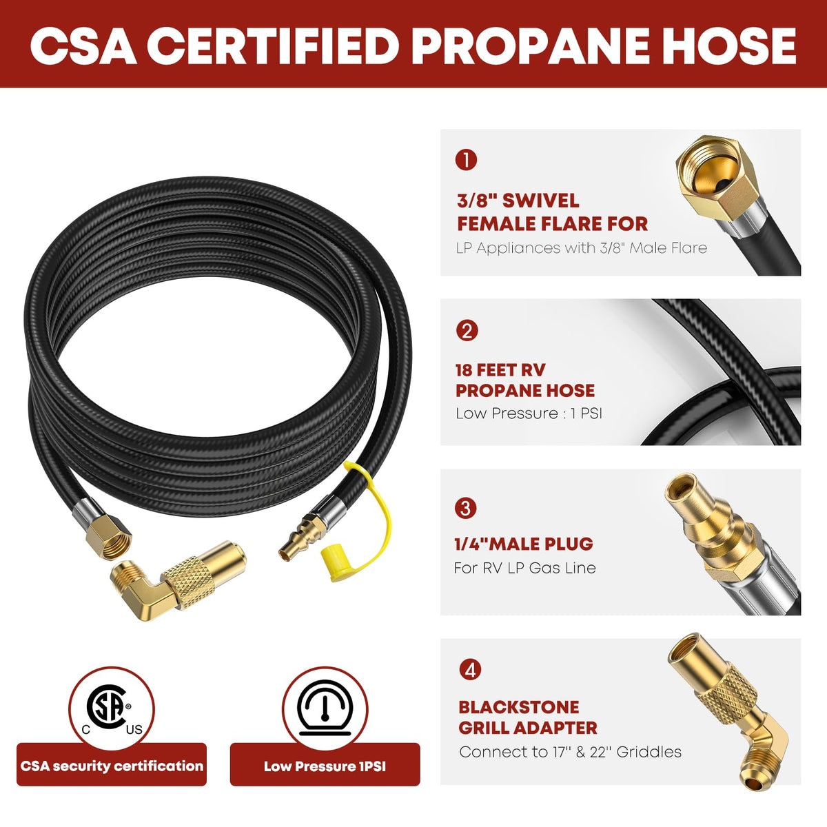 GasXpert brass fittings CSA-certified durable propane hose connections