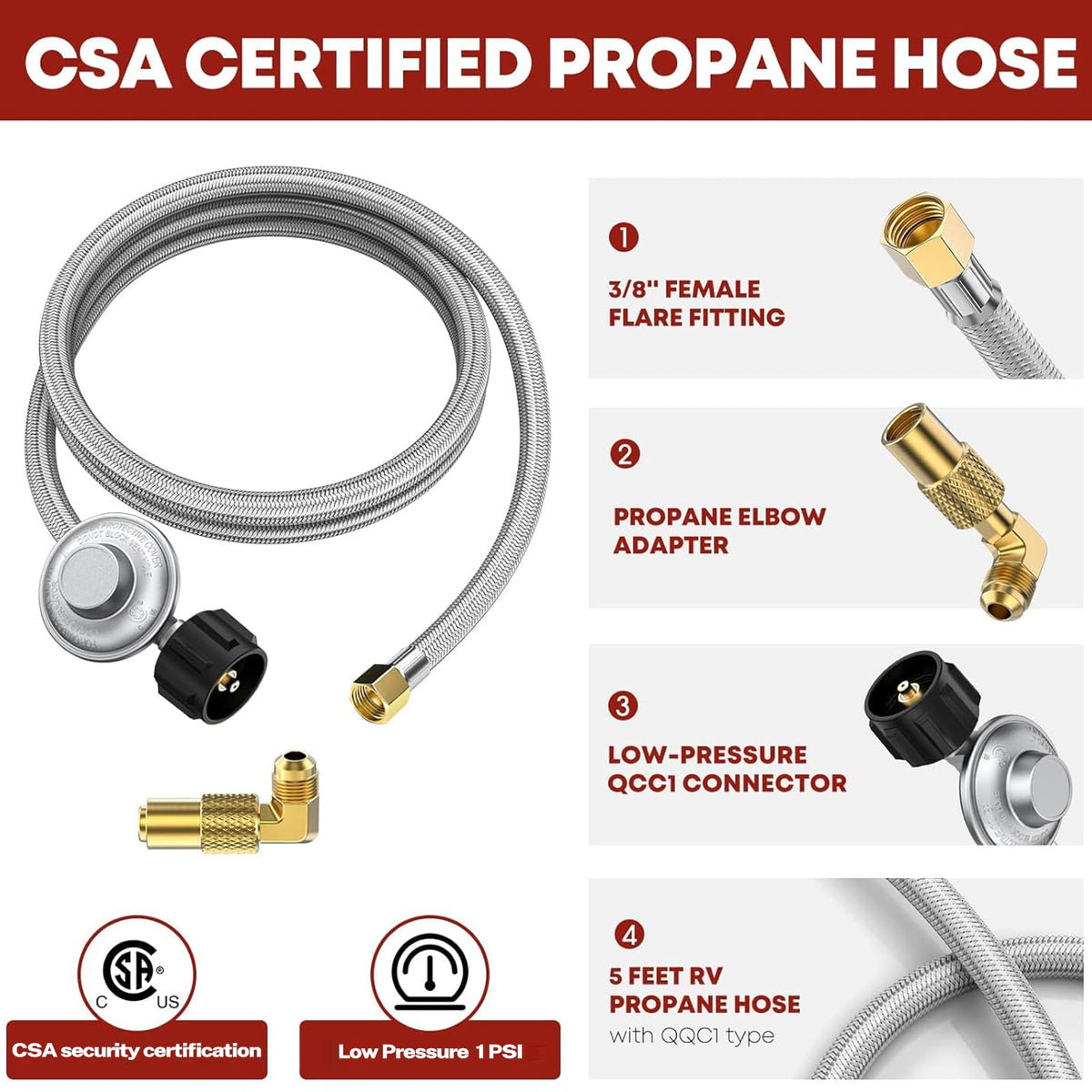 GasXpert brass adaptor connects propane hose to multiple grills