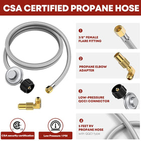 GasXpert brass adaptor connects propane hose to multiple grills