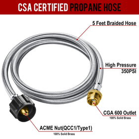 GasXpert stainless braided hose adds durability for outdoor cooking setups