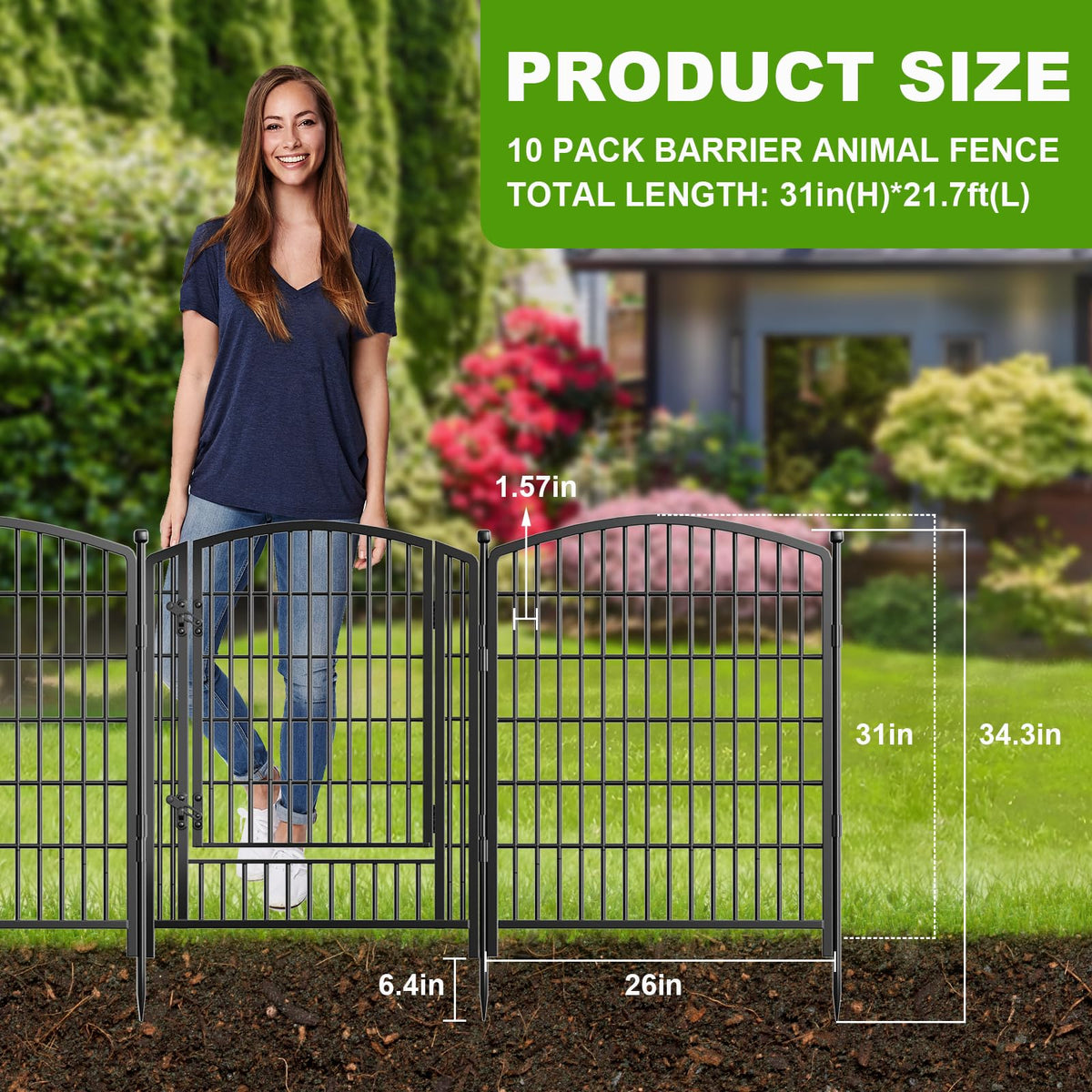 Gatkitom no-dig decorative garden fence gate offers easy access control