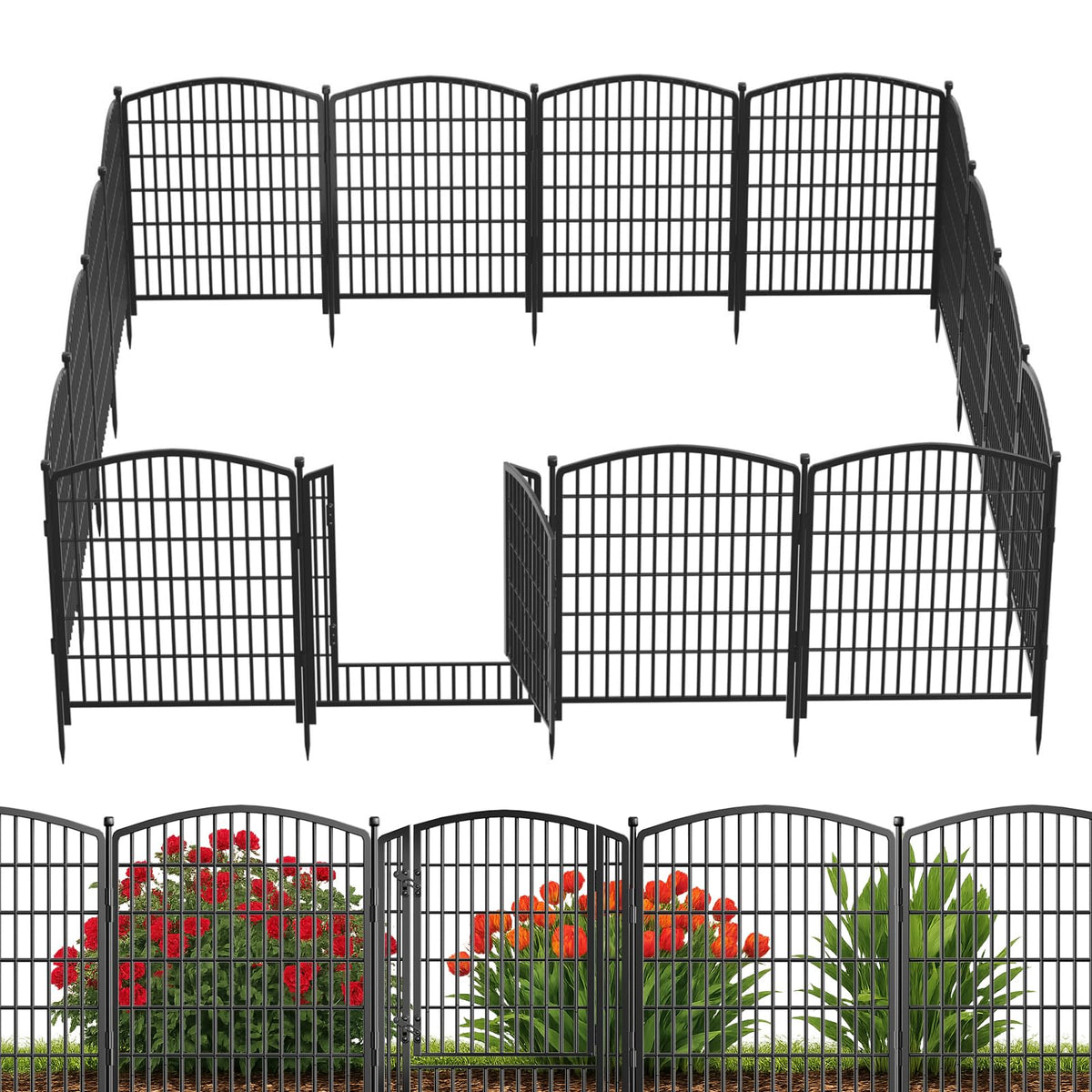 Gatkitom no-dig decorative garden fence panel protects pets and plants outdoors