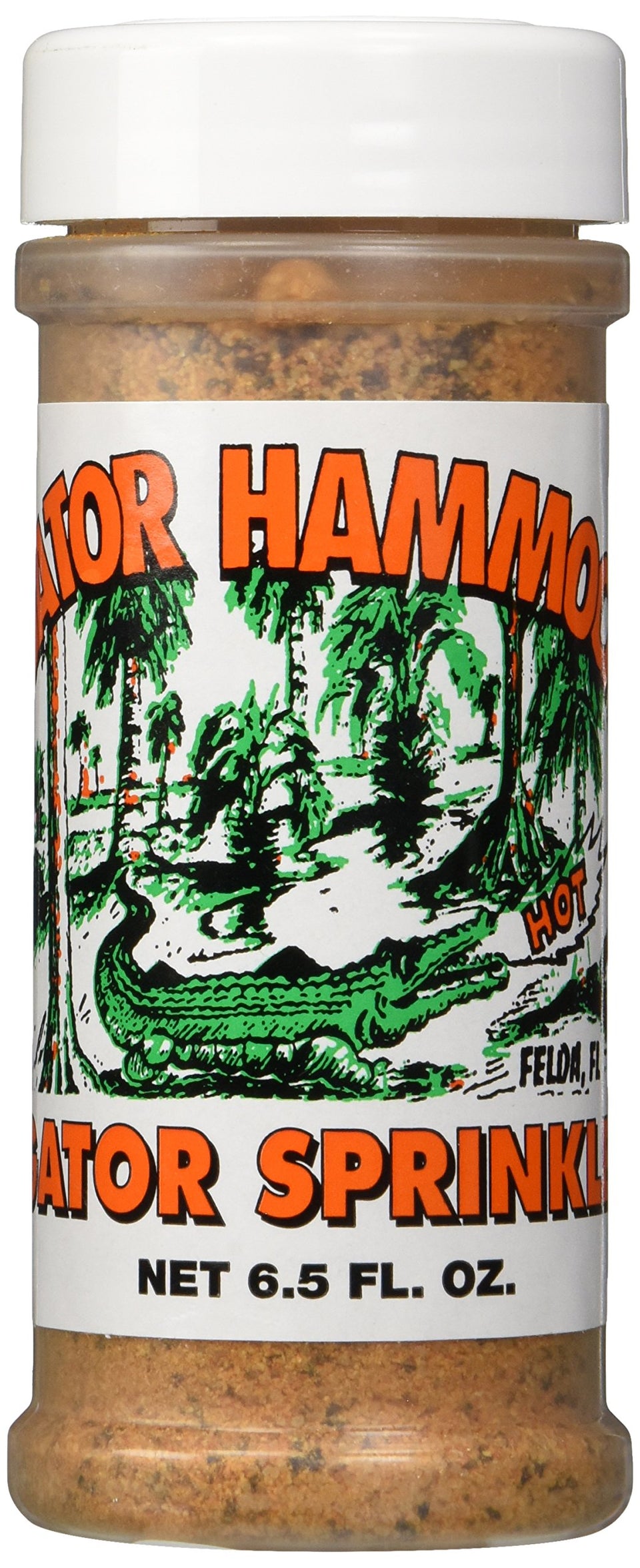 Gator Hammock Gator Sprinkle jar front label, all-natural seasoning for grilled foods.