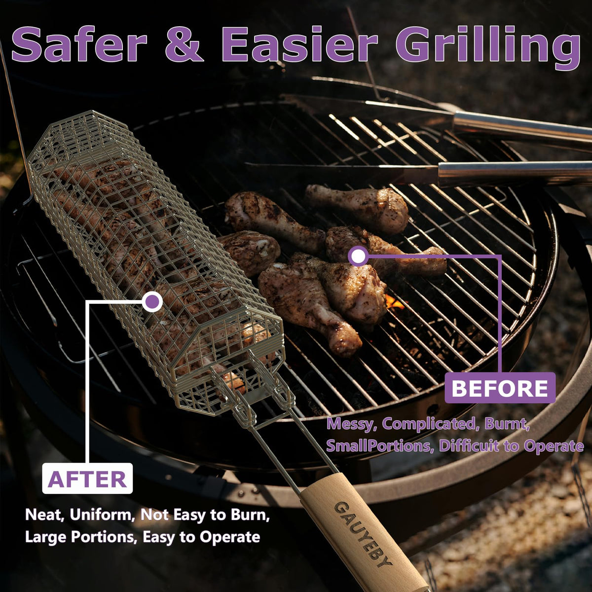 GAUYEBY 360-degree rotation ensures even cooking on all sides