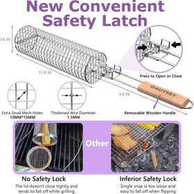 GAUYEBY grill basket safety latch keeps it securely closed
