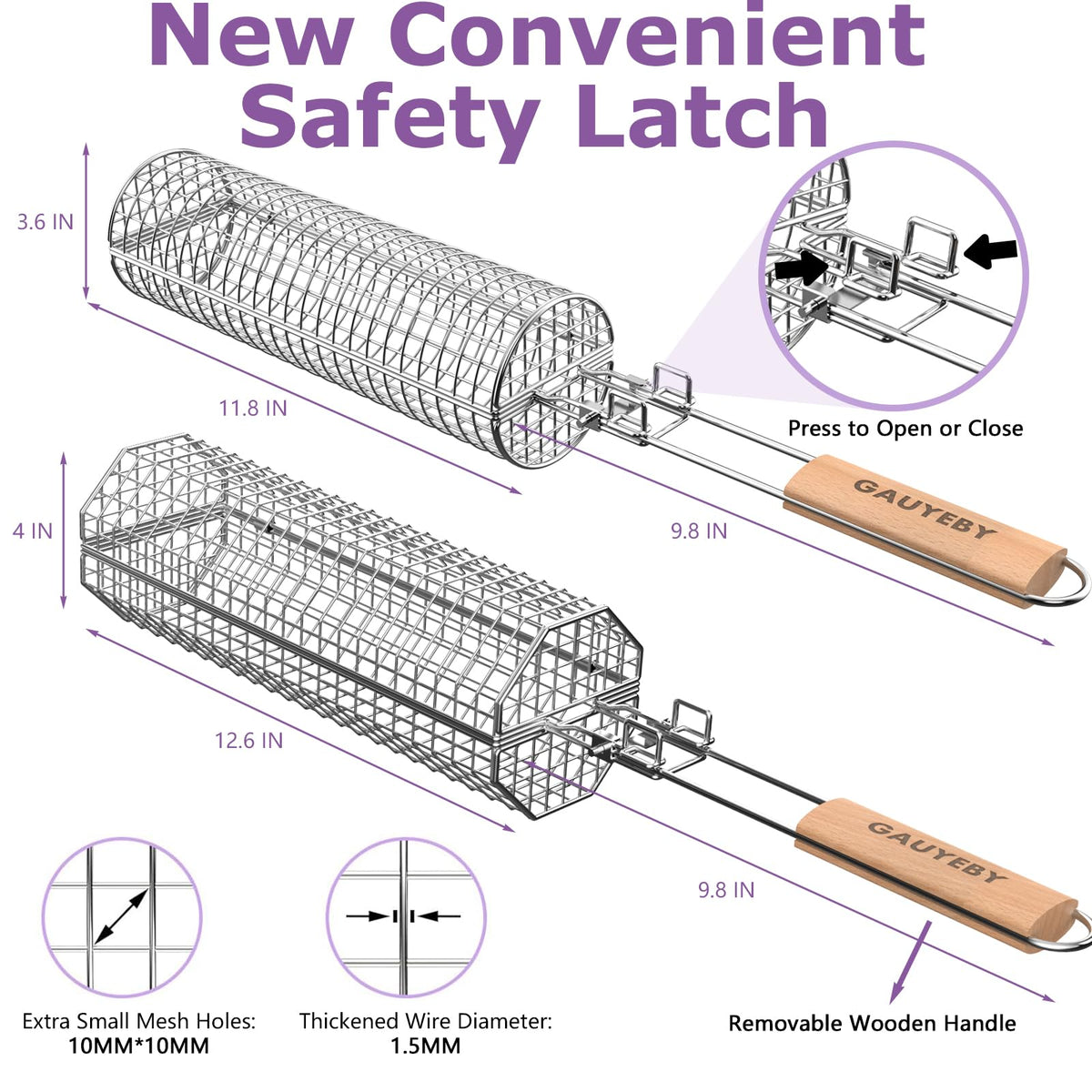 GAUYEBY safety latch keeps the basket securely closed during use