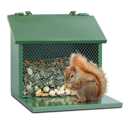 Gavinjitao metal squirrel feeder front view highlights durable outdoor design
