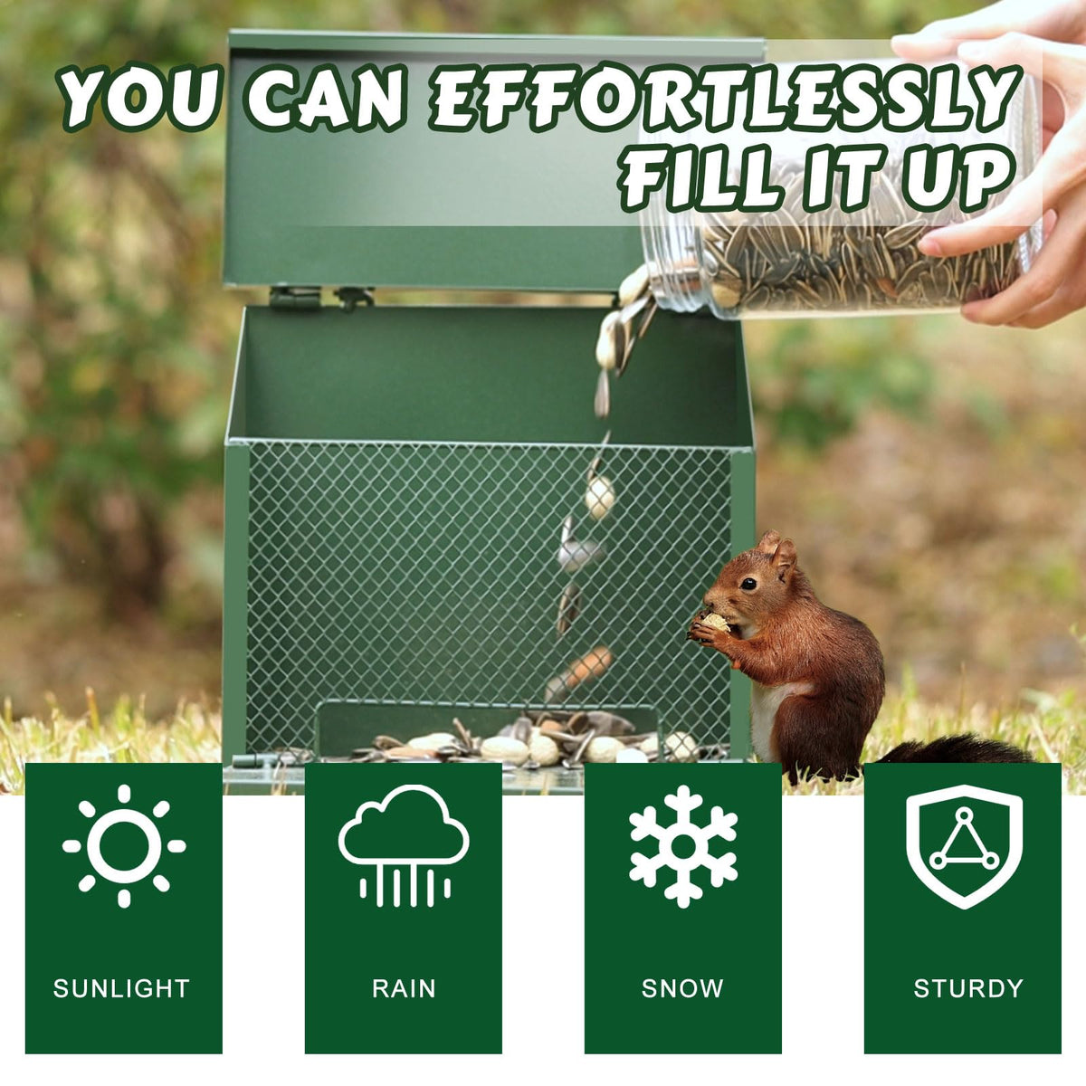Gavinjitao metal squirrel feeder mesh detail demonstrates clear visibility