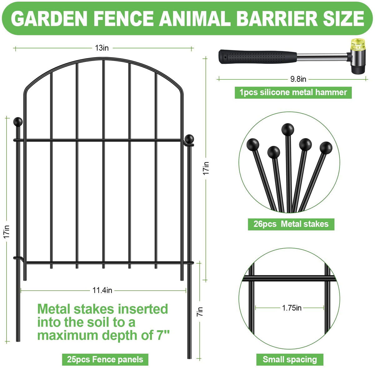 GAXI 25-panel kit with stakes enables flexible boundary setup in yards.