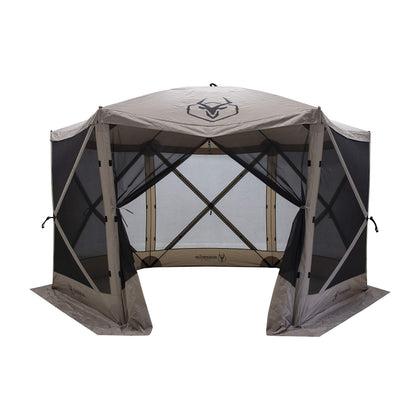 Gazelle Tents G6 six-sided pop-up hub setup for fast shade and shelter