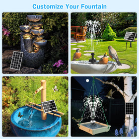 GAIZERL solar fountain pump in a bird bath display for wildlife attraction