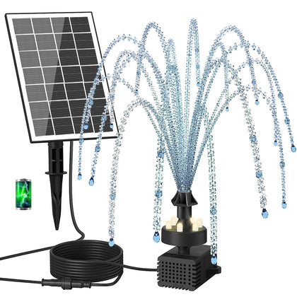 GAIZERL solar fountain pump panel setup showing sun-powered charging for daytime operation