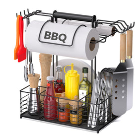 GBEER grill caddy with large capacity for organized outdoor grilling.