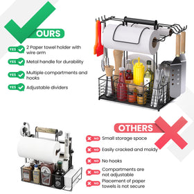 GBEER grill caddy includes two paper towel holders for quick cleanup.