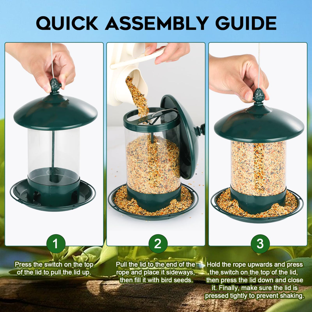 Gbekery metal bird feeders two-pack provides versatile backyard feeding options