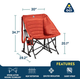 GCI Outdoor Puff Rocker Black folded for easy carry and storage.