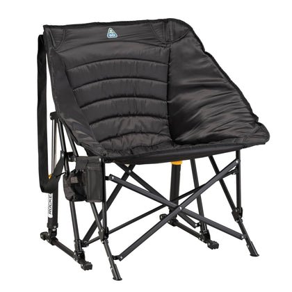 GCI Outdoor Puff Rocker Black front view for portable outdoor seating.