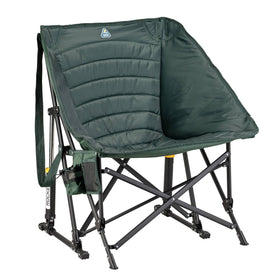 GCI Puff Rocker camping chair on uneven ground with smooth rocking