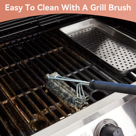 Gcostar easy-clean grates simplify cleaning after grilling with warm soapy water.