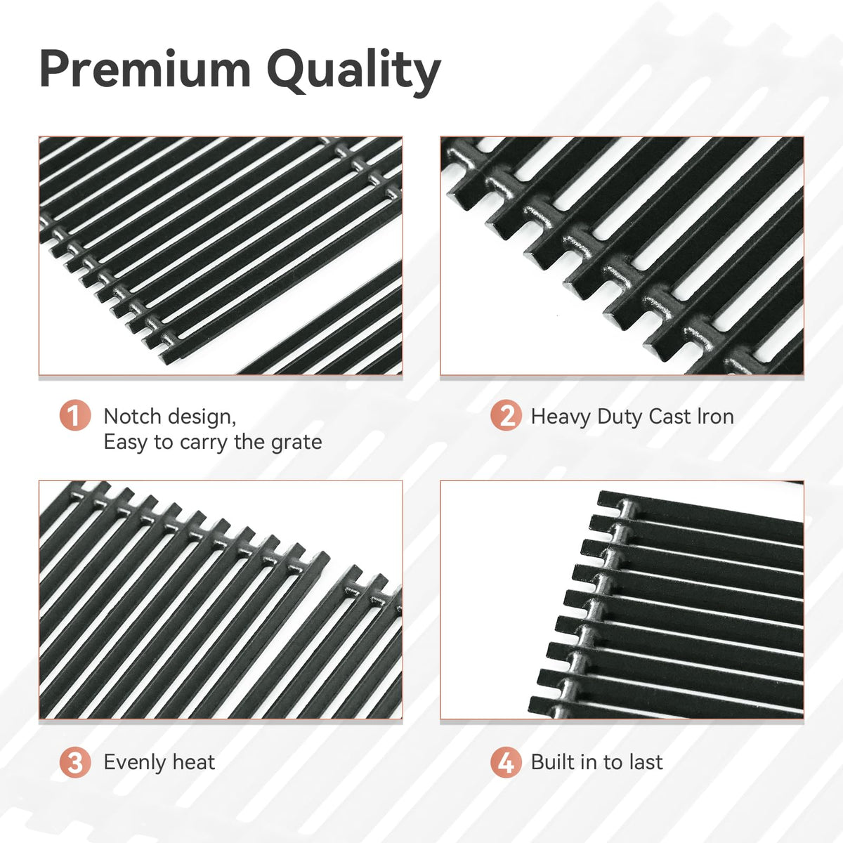 Gcostar cast-iron grates for Weber infrared grills support high-temperature searing.