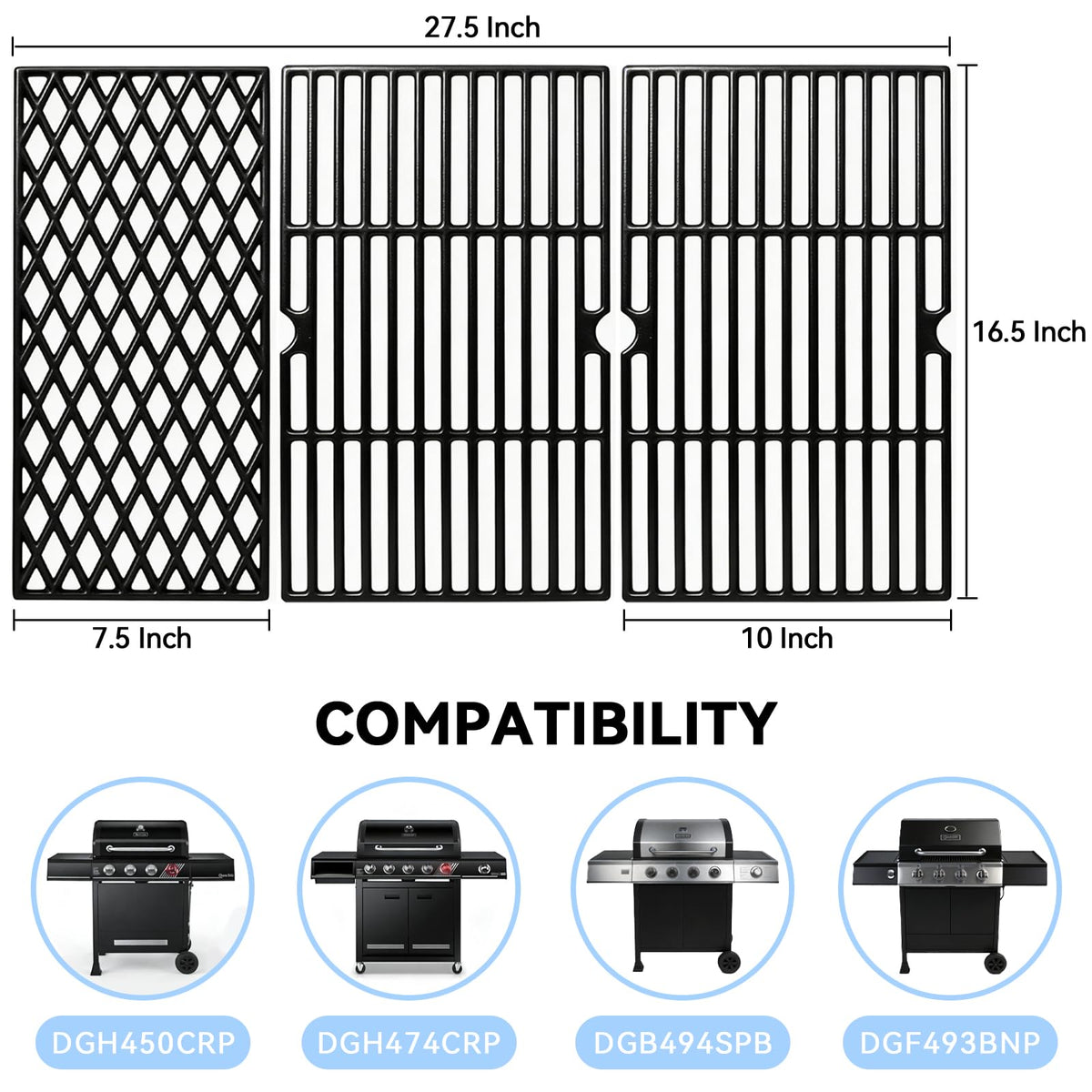 Close-up of Gcostar cast-iron grate showing durable matte finish.