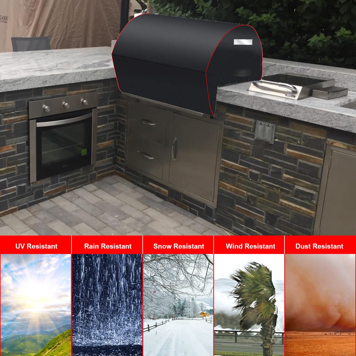 Gcostar elastic hem ensures a snug fit around Bull built-in grills.