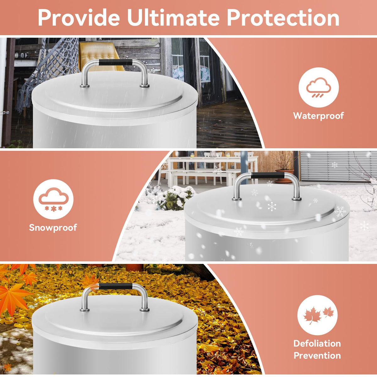 Weatherproof Gcostar lid protects against rain, hail, and wind.