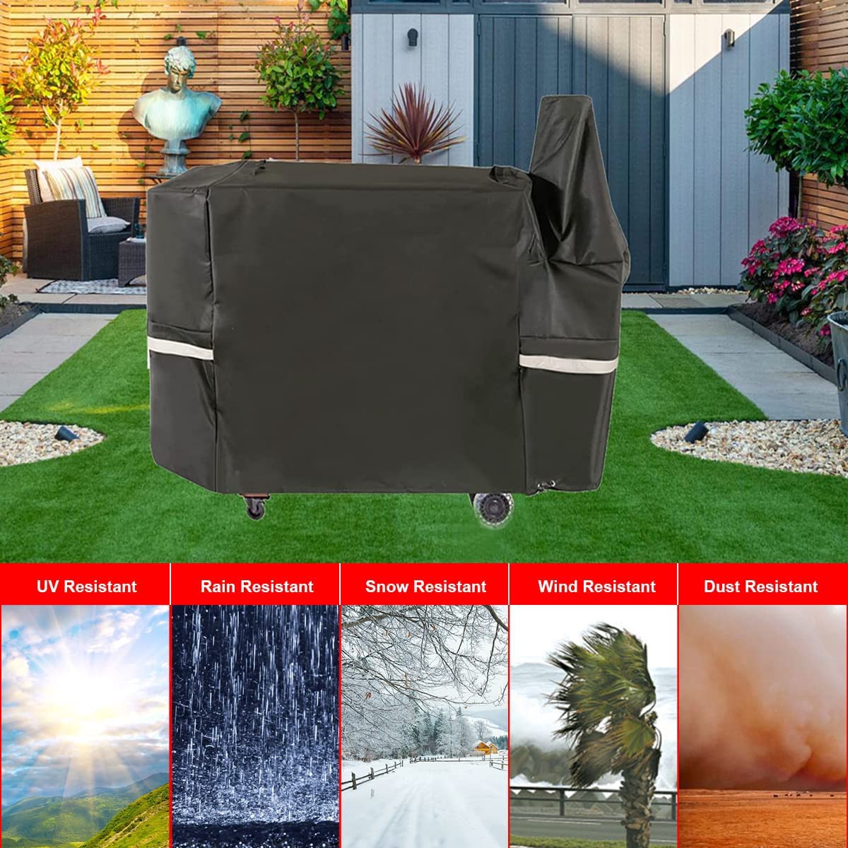 Gcostar griddle cover with reflective tape aids nighttime visibility and safety.