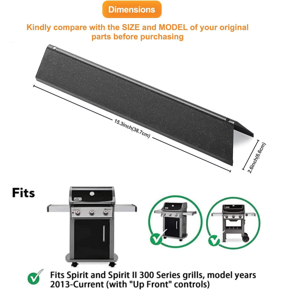 Gcostar heat plate 15.3-inch supports even cooking on Spirit II 300 Series.