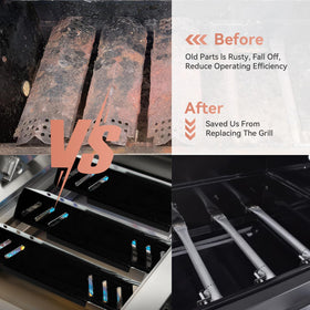 Gcostar heat dispersion bars protect burners for consistent cooking in Pit Boss Memphis Ultimate.