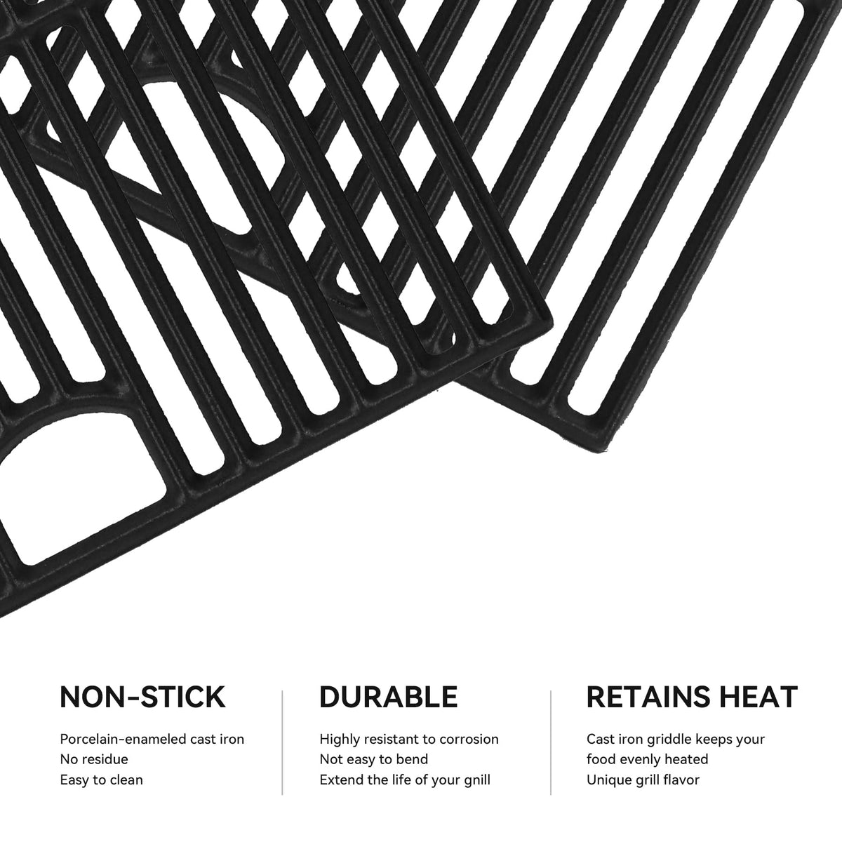 Gcostar rust-proof cast iron for long-lasting outdoor grilling.
