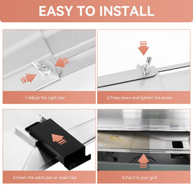 Gcostar universal grease tray dimensions show adjustable length 23.6–31.6 inches
