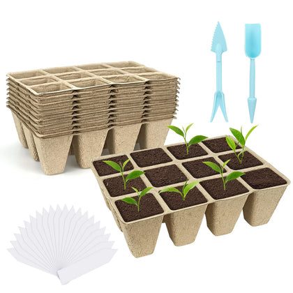 GCVOPTON peat pots close-up showing eco-friendly seed starting with biodegradable pulp