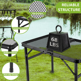 GDDGHS folding grill table shows lightweight aluminum build for easy transport