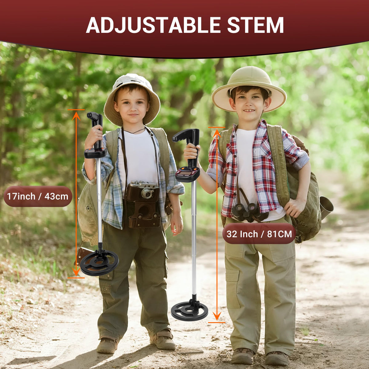 GDDREAM kids detector adjustable stem adapts to growing heights for comfort