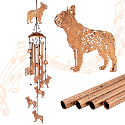 GDNSFIT Bulldog wind chime outdoors with a graceful silhouette, creating soothing tones.