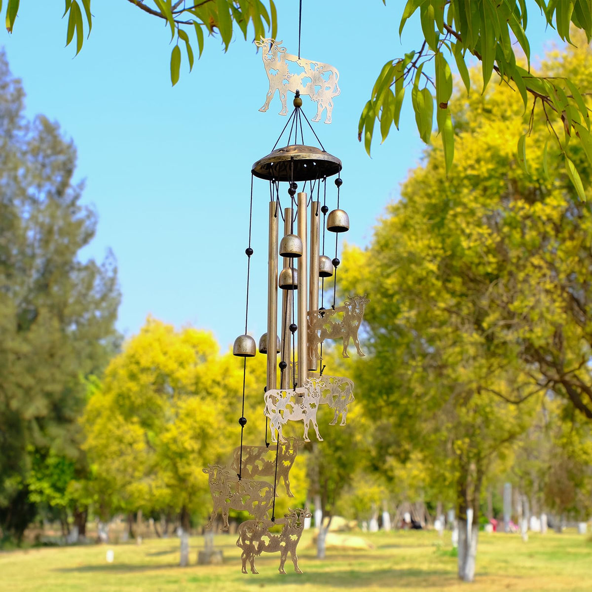 GDNSFIT cow wind chimes beads and finial detail for decorative wind sound
