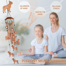 GDNSFIT bulldog wind chime on patio invites gentle breeze melodies.