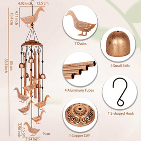 GDNSFIT duck wind chimes outdoors with durable aluminum tubes delivering crisp tones.