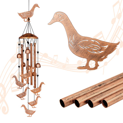 GDNSFIT duck wind chimes outdoors with a large central duck for garden charm and ambience.